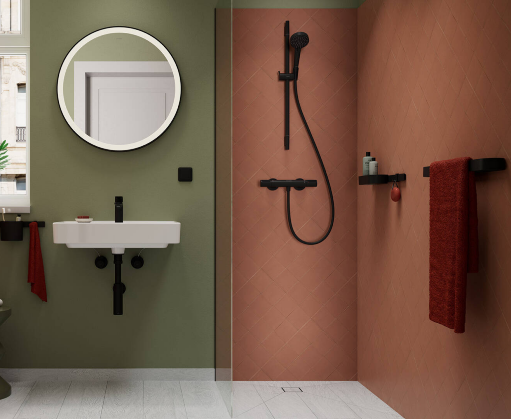 mitigeur de douche et barre de douche BLACK MAT